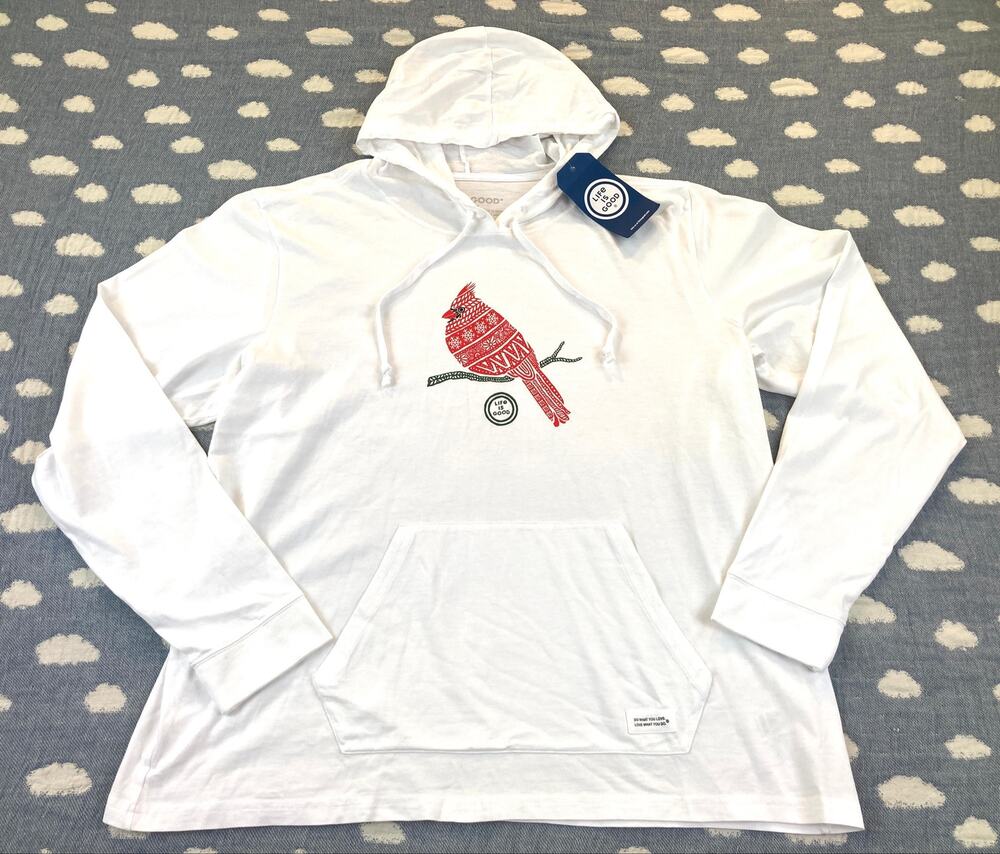 Life is Good Crusher Tee Hoodie Cardinal Medium NWT